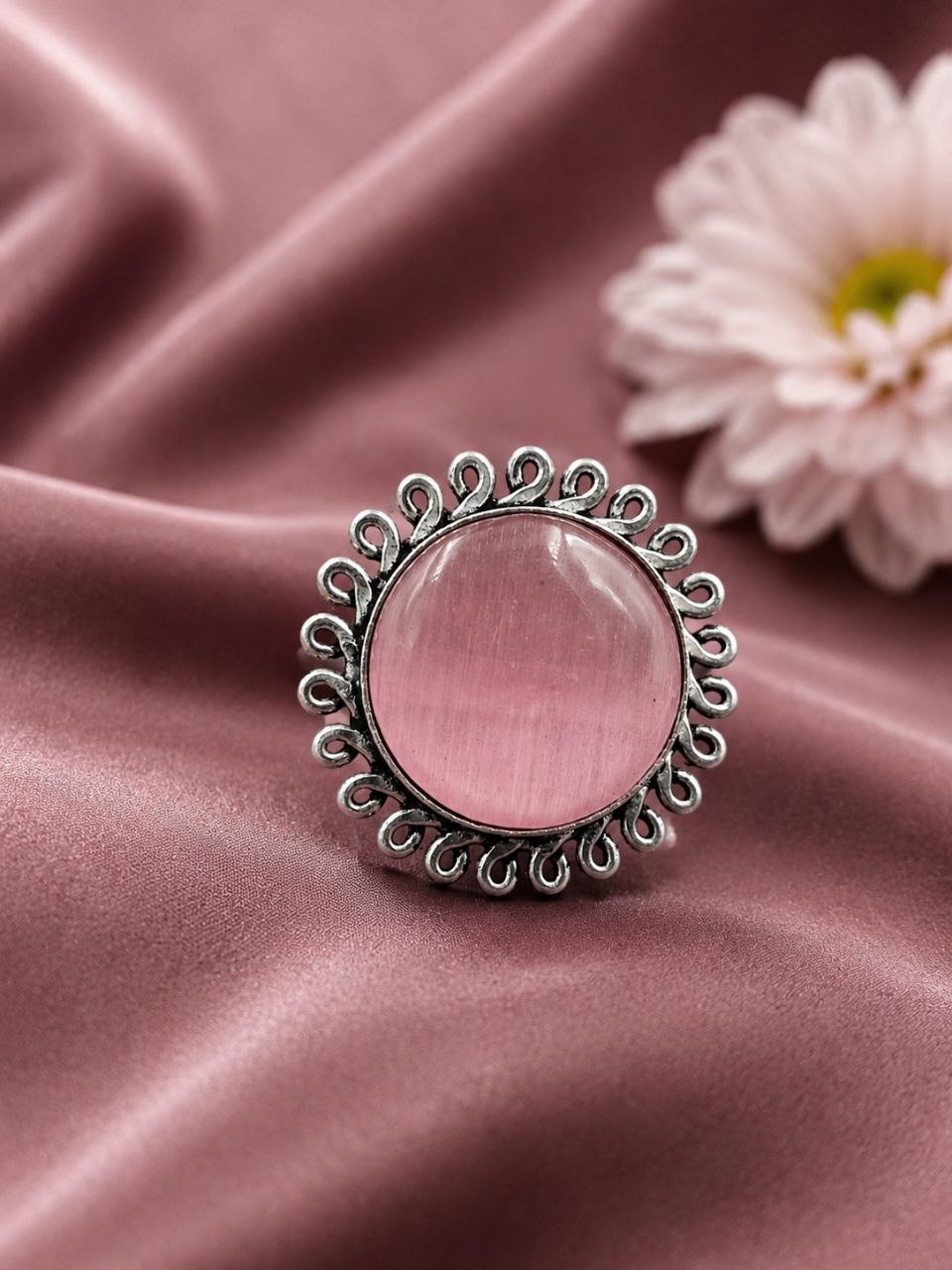 Adjustable Silver Ring – Elegant Premium Jewelry for Monalisa Stone Work 7 Adjustable Silver Ring elegant premium brass jewelry adjustable design