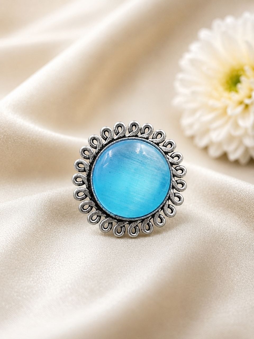 Adjustable Silver Ring – Elegant Premium Jewelry for Monalisa Stone Work 8 Adjustable Silver Ring elegant premium brass jewelry adjustable design