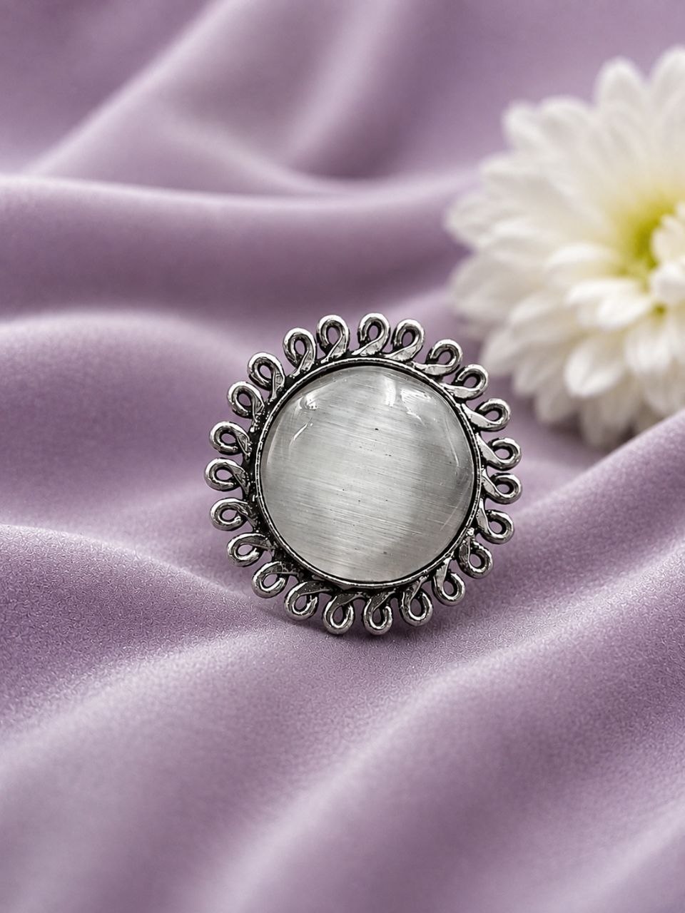 Adjustable Silver Ring – Elegant Premium Jewelry for Monalisa Stone Work 6 Adjustable Silver Ring elegant premium brass jewelry adjustable design