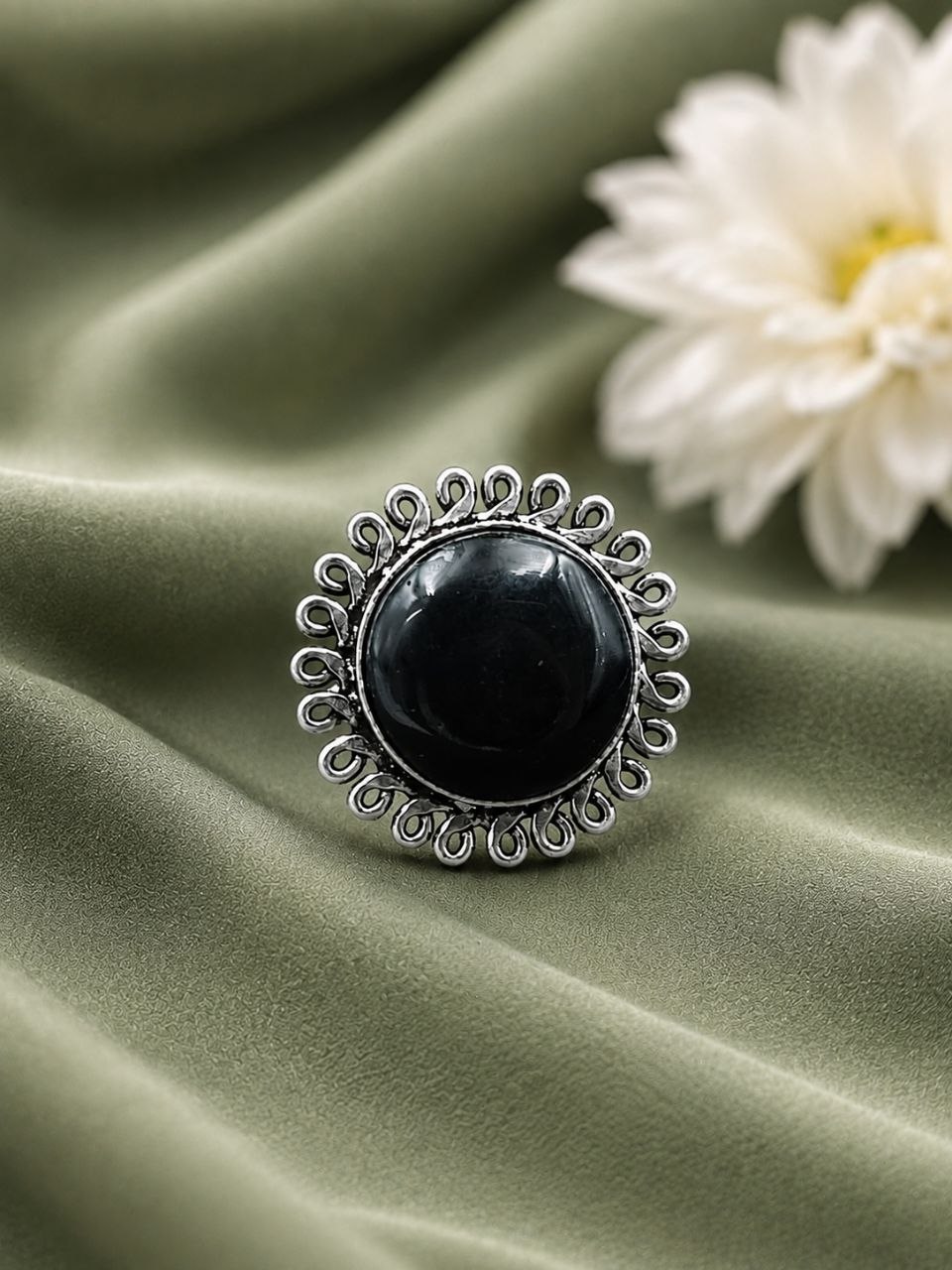 Adjustable Silver Ring – Elegant Premium Jewelry for Monalisa Stone Work 4 Adjustable Silver Ring elegant premium brass jewelry adjustable design