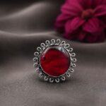 Adjustable Silver Ring – Elegant Premium Jewelry for Monalisa Stone Work - "Red"