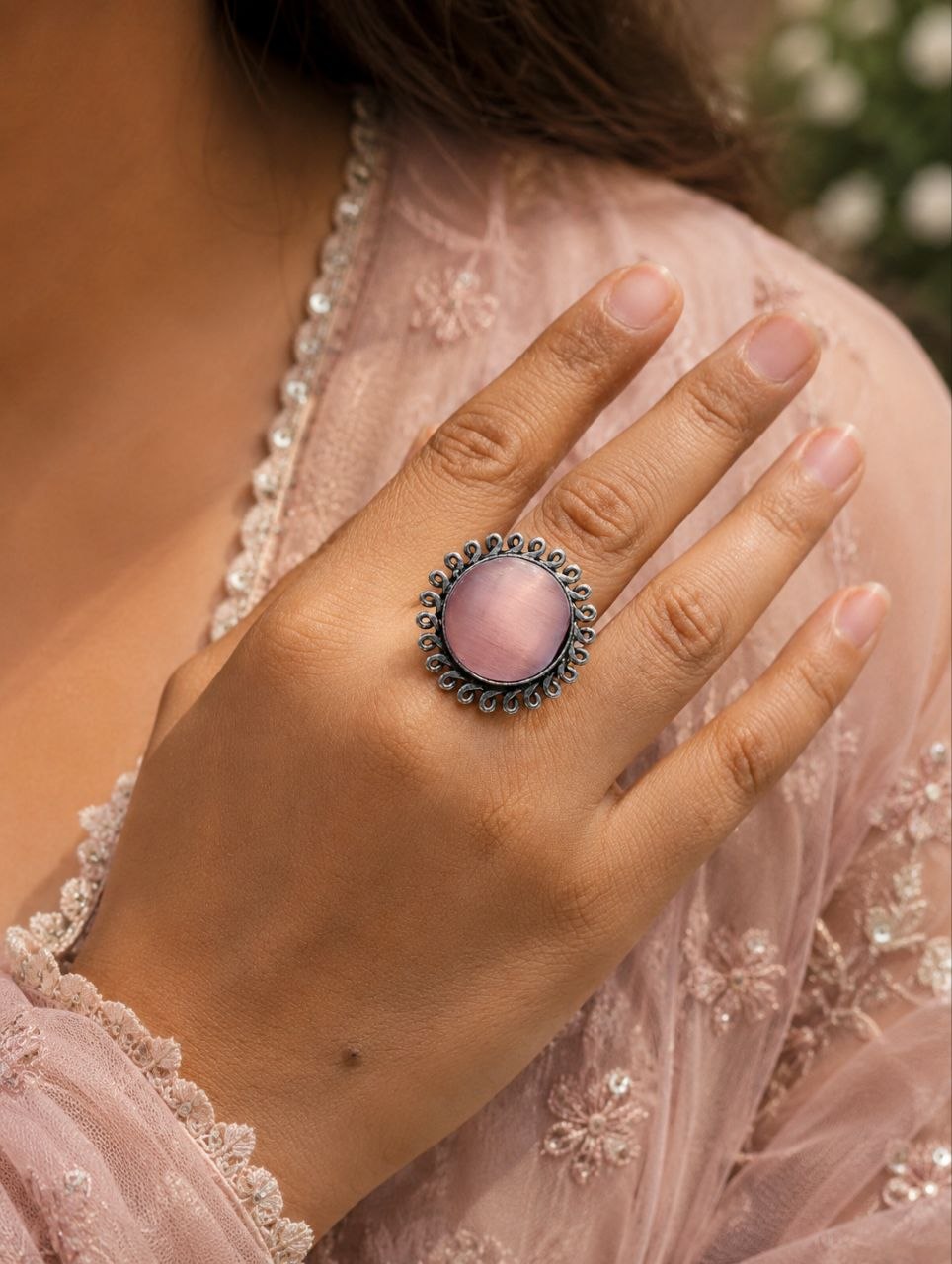 Adjustable Silver Ring – Elegant Premium Jewelry for Monalisa Stone Work 1 Adjustable Silver Ring elegant premium brass jewelry adjustable design