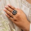Adjustable Floral Ring elegant brass jewelry with premium polish for women
