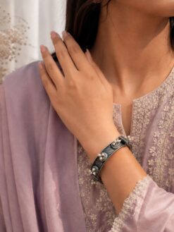 Adjustable Silver Kada elegant brass bracelet with premium silver-tone polish