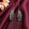 Oxidized Feather Earcuff – Stunning Jewelry for Elegant Fashion Looks 3 Oxidized Feather Earcuff with elegant antique-inspired brass feather design