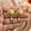 Golden Flower Art Stud Earring – Elegant Design for Beautiful Everyday Styling 3 Golden Flower Art Stud Earring elegant floral golden brass jewelry for women
