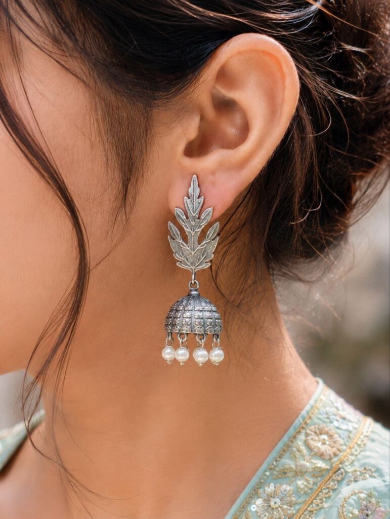 Leaf Jhumka Earring – Traditional Design for Festive and Special Occasion