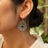 Flower Hook Earring elegant floral brass jewelry with premium polished finish
