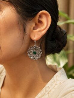 Flower Hook Earring elegant floral brass jewelry with premium polished finish