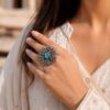 Designer Flower Ring elegant floral brass jewelry with premium polished finish