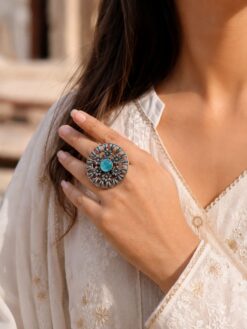 Designer Flower Ring elegant floral brass jewelry with premium polished finish