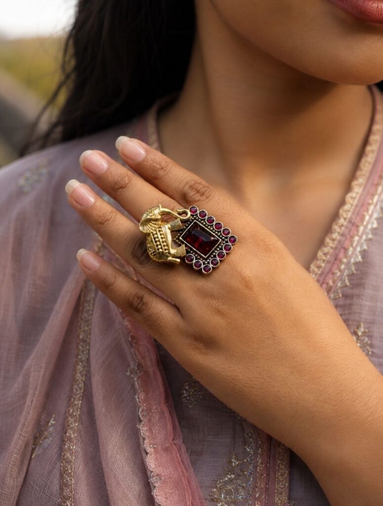 Exquisite Two Tone Elephant Ring for a Stunning and Unique Fashion Look