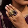 Two Tone Elephant Ring elegant elephant design brass jewelry with premium dual tone polish