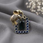 Exquisite Two Tone Elephant Ring for a Stunning and Unique Fashion Look - Blue