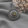 Oxidized Silver Ring antique brass jewelry with traditional detailed design