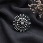 Oxidized Silver Ring for an Flower and Unique Traditional Look - ''BabyPink''