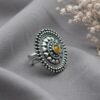 Oxidized Silver Ring antique brass jewelry with traditional detailed design
