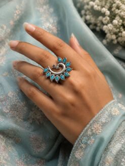 Vintage Peacock Ring elegant traditional peacock design brass jewelry