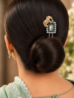 Two Tone Elephant Juda Pin with Elegant Traditional Elephant Design