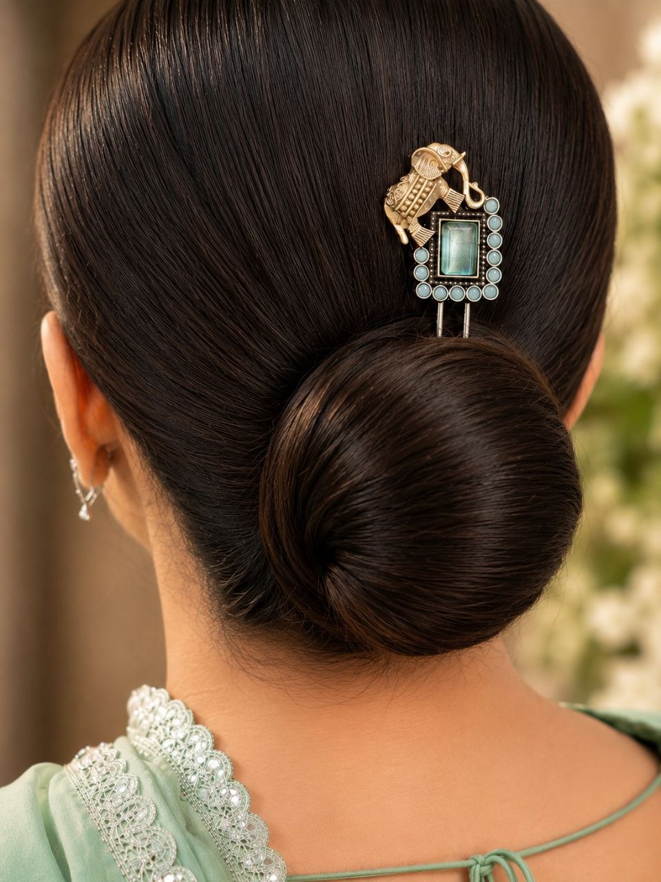 Two Tone Elephant Juda Pin – Traditional Hair Accessory for Elegant Looks 1 Two Tone Elephant Juda Pin with Elegant Traditional Elephant Design