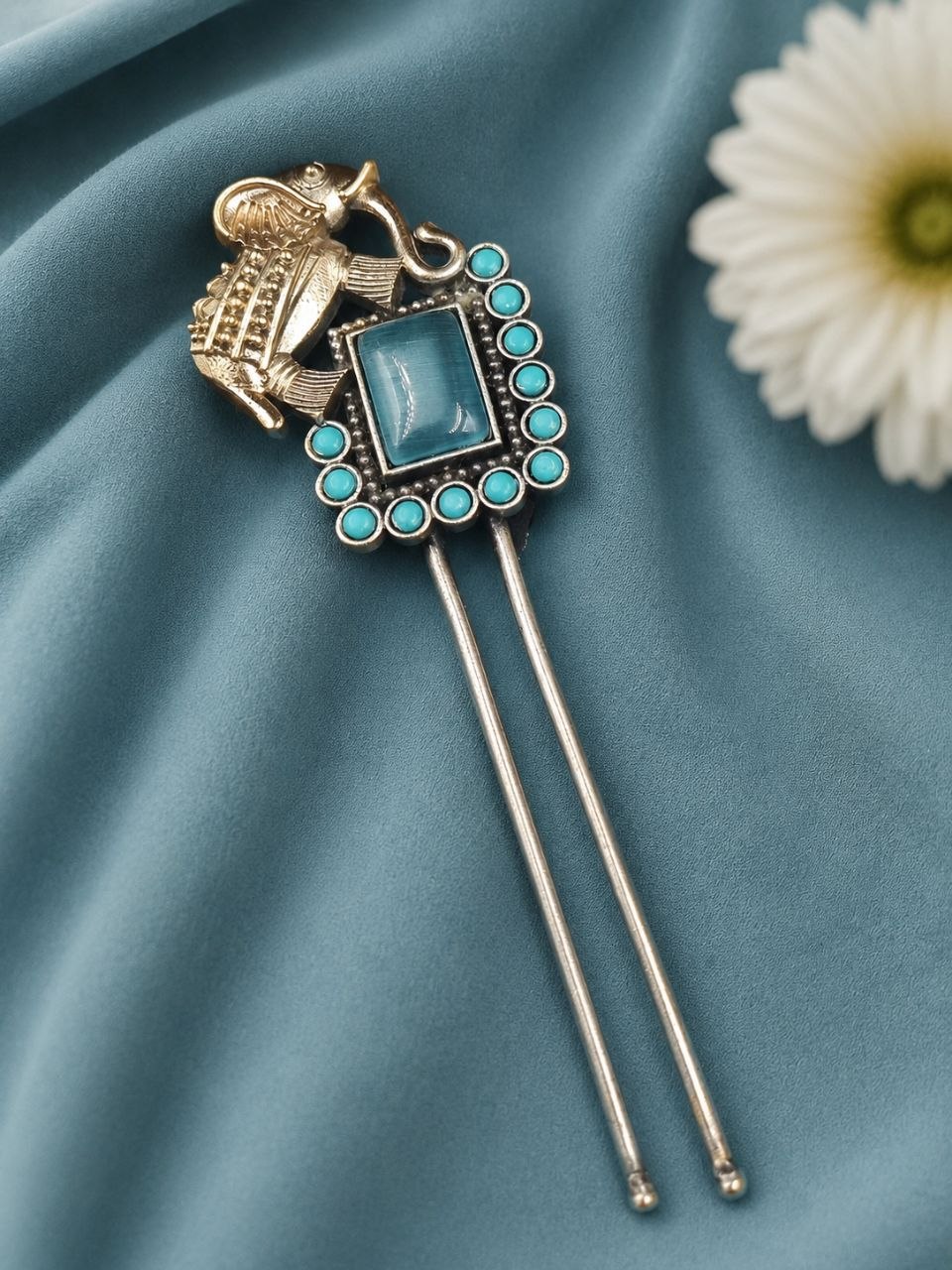 Two Tone Elephant Juda Pin – Traditional Hair Accessory for Elegant Looks 7 Two Tone Elephant Juda Pin with Elegant Traditional Elephant Design