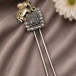 Two Tone Elephant Juda Pin – Traditional Hair Accessory for Elegant Looks - "Grey"