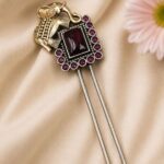 Two Tone Elephant Juda Pin – Traditional Hair Accessory for Elegant Looks - "Red"