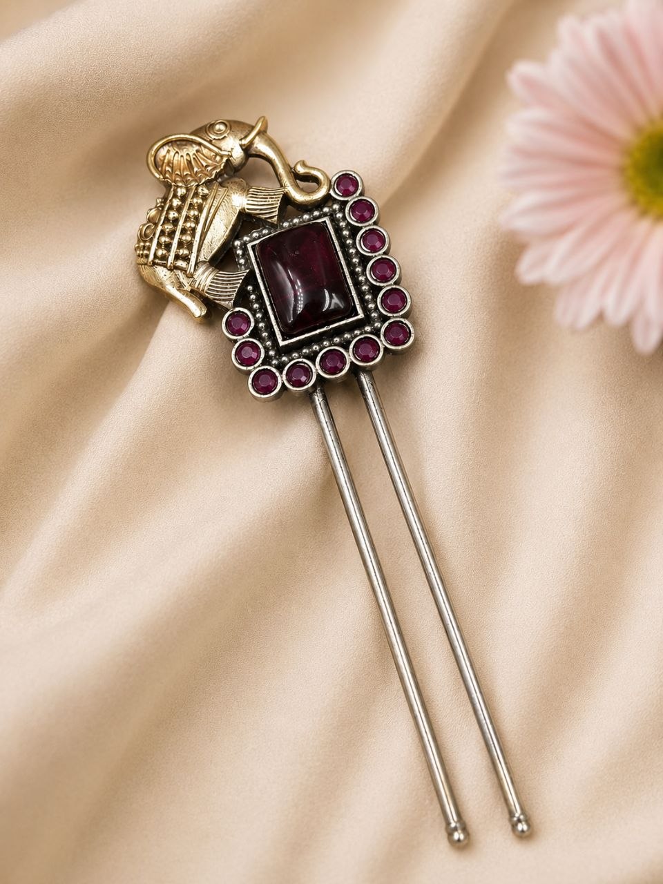Two Tone Elephant Juda Pin – Traditional Hair Accessory for Elegant Looks 4 Two Tone Elephant Juda Pin with Elegant Traditional Elephant Design