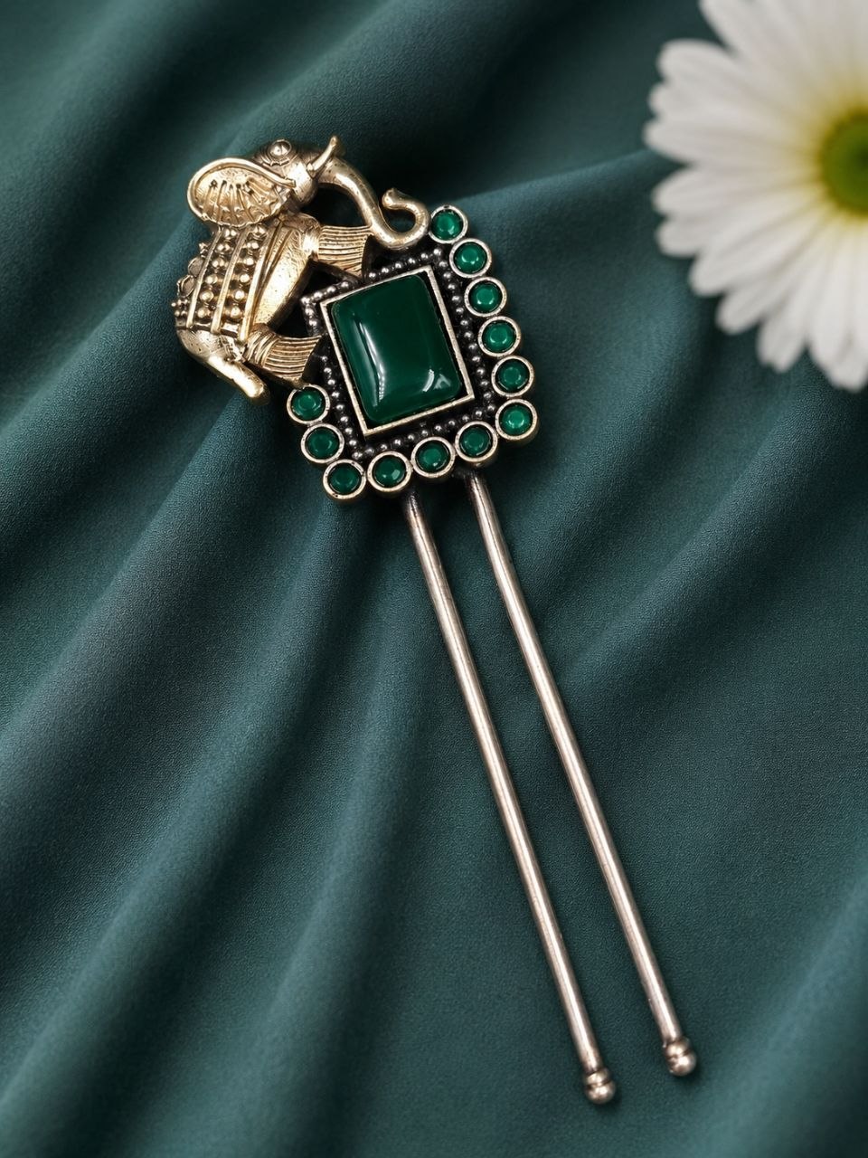 Two Tone Elephant Juda Pin – Traditional Hair Accessory for Elegant Looks 3 Two Tone Elephant Juda Pin with Elegant Traditional Elephant Design