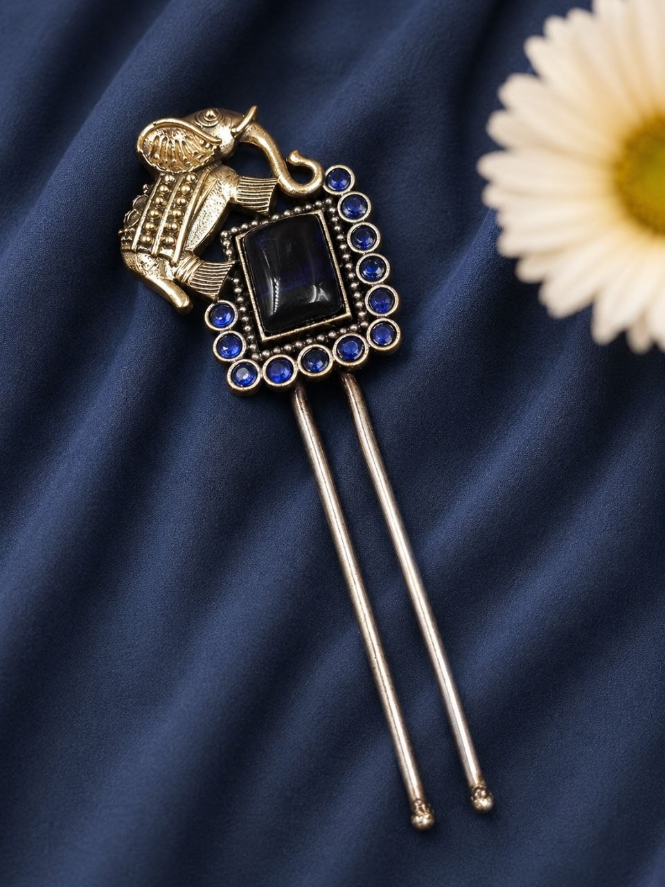 Two Tone Elephant Juda Pin – Traditional Hair Accessory for Elegant Looks 2 Two Tone Elephant Juda Pin with Elegant Traditional Elephant Design