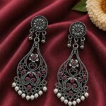 Dangler Flower Earring – Stunning Floral Design for Elegant Everyday and Festive Looks - "Red"