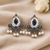 Beautiful Floral Stud Earring with oxidized silver finish for women