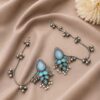 Unique Oxidized Earring With Chain Premium Look stylish ethnic brass jewelry premium statement earrings