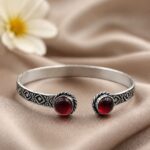 Silver Geometric Bracelet – Premium Stylish Jewelry for Modern Elegance - "Red"