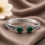 Silver Geometric Bracelet – Premium Stylish Jewelry for Modern Elegance - "Green"
