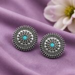 Elegant Floral Stud Earring – Gorgeous Premium Jewelry for Timeless Beauty - "Aqua"