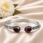 Designer Silver Bracelet – Exquisite Premium Jewelry for Elegant Modern Style - "Red"