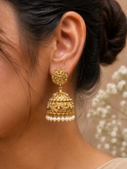 Gold Plated Jhumka Earring Traditional Elegant Brass Jewelry Premium Polish