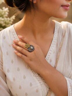 Designer Peacock Ring traditional brass jewelry premium polish elegant ethnic statement ring