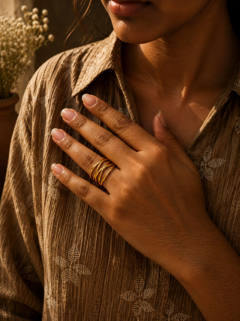 Anti Tarnish Rings Contemporary Gold Plated Open Ring for Stylish Women