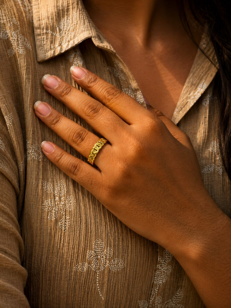 Anti Tarnish Rings Gold Plated Contemporary Bridal Wear Ring