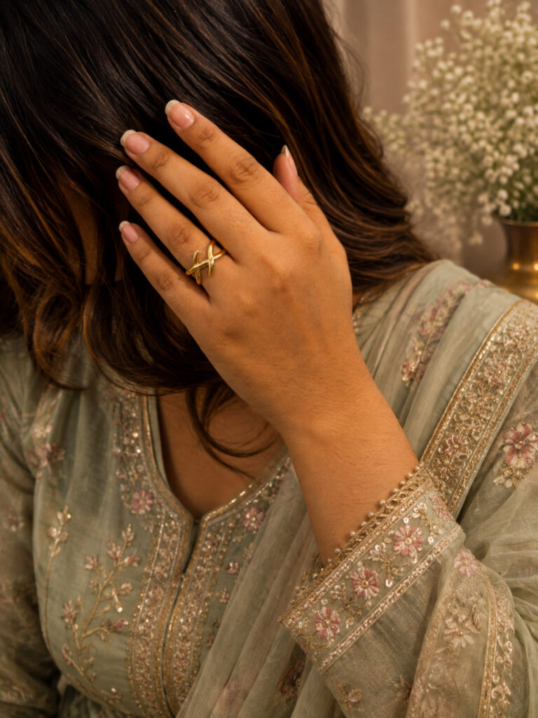 Anti Tarnish Rings Gold Plated Designer Festival Ring