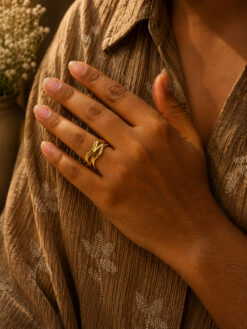 Anti Tarnish Rings Contemporary Gold Plated Open Ring for Her