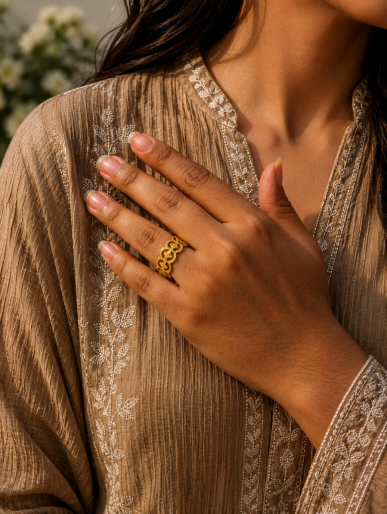 Anti Tarnish Rings Gold Plated Royal Looking Traditional Wear Ring