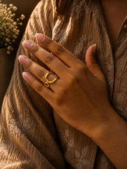 Anti Tarnish Rings Royal Looking Gold Plated Open Ring for Office Women