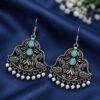Peacock Hook Earring Elegant Traditional Designer Brass Jewelry