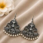 Peacock Hook Earring – Elegant Jewelry for a Ethnic Style - "White"