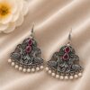 Peacock Hook Earring Elegant Traditional Designer Brass Jewelry