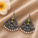 Peacock Hook Earring – Elegant Jewelry for a Ethnic Style - "Yellow"