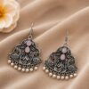 Peacock Hook Earring Elegant Traditional Designer Brass Jewelry